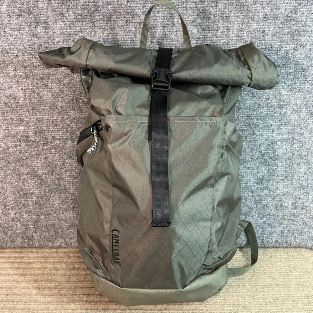 CamelBak Roll Top Backpack Olive Green Ripstop Hiking Commuter Bag